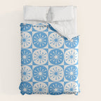 Atomic Dots Checkered Mid Century Modern Retro Blue and White Pattern Duvet Cover Gallery Image 6