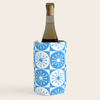Atomic Dots Checkered Mid Century Modern Retro Blue and White Pattern Wine Chiller Gallery Image 1