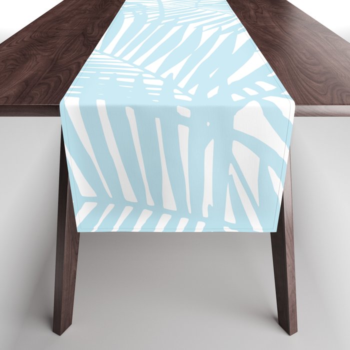 Pastel blue modern simple tropical palm tree Table Runner Gallery Image 1