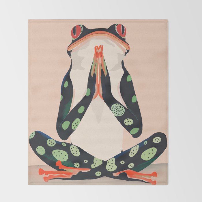 Yoga Frog Throw Blanket Gallery Image 2