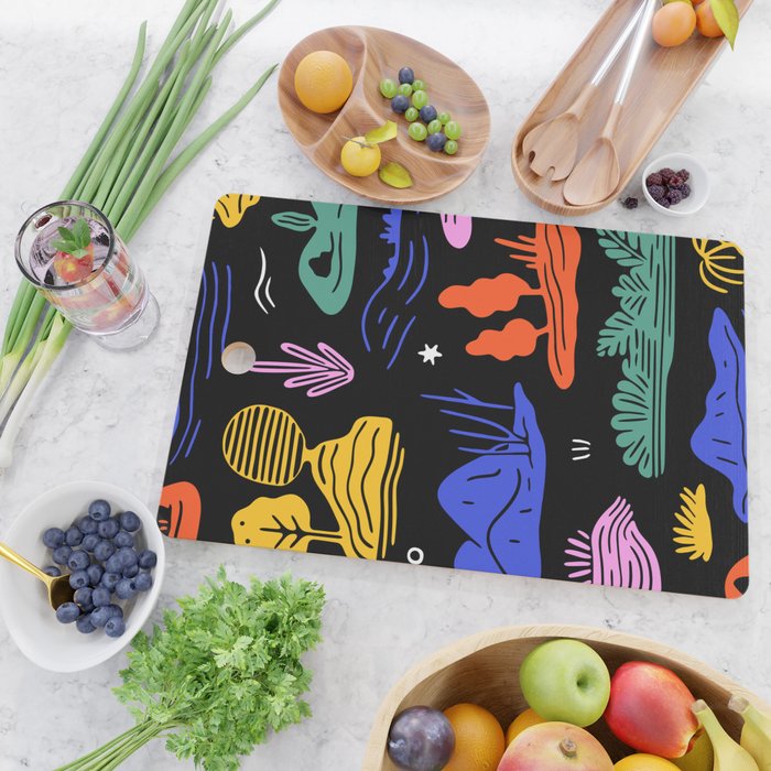 Colorful nature landscape doodle pattern Cutting Board Gallery Image 2