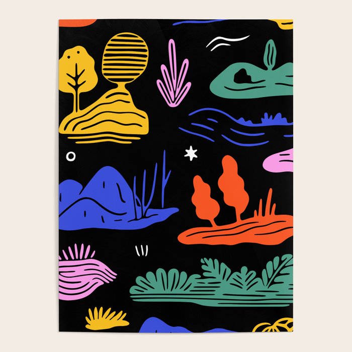 Colorful nature landscape doodle pattern Poster Gallery Image 4