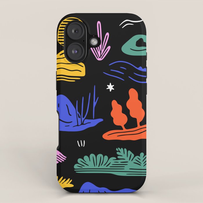 Colorful nature landscape doodle pattern iPhone Case Gallery Image 1