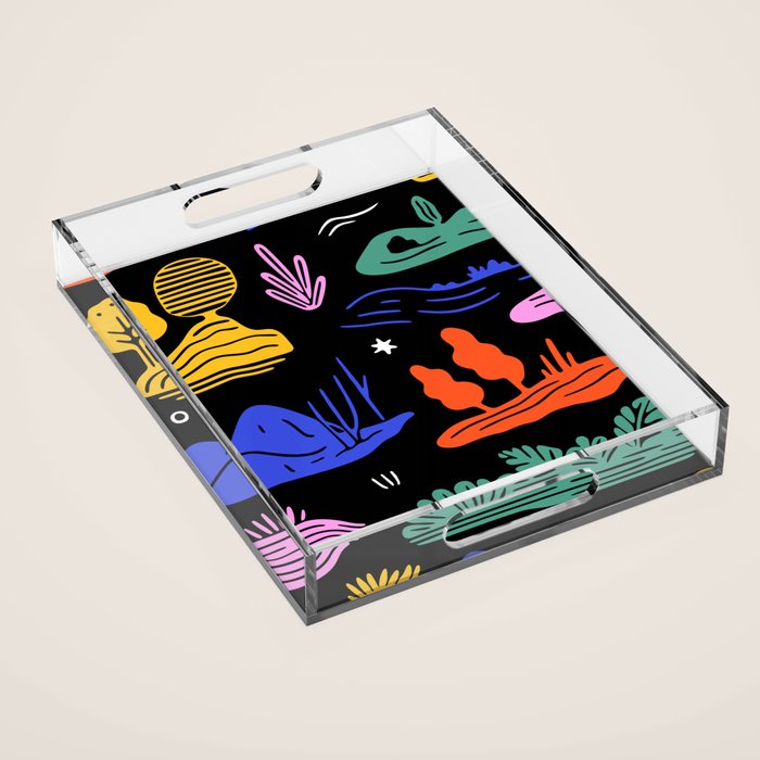 Colorful nature landscape doodle pattern Acrylic Tray Gallery Image 1
