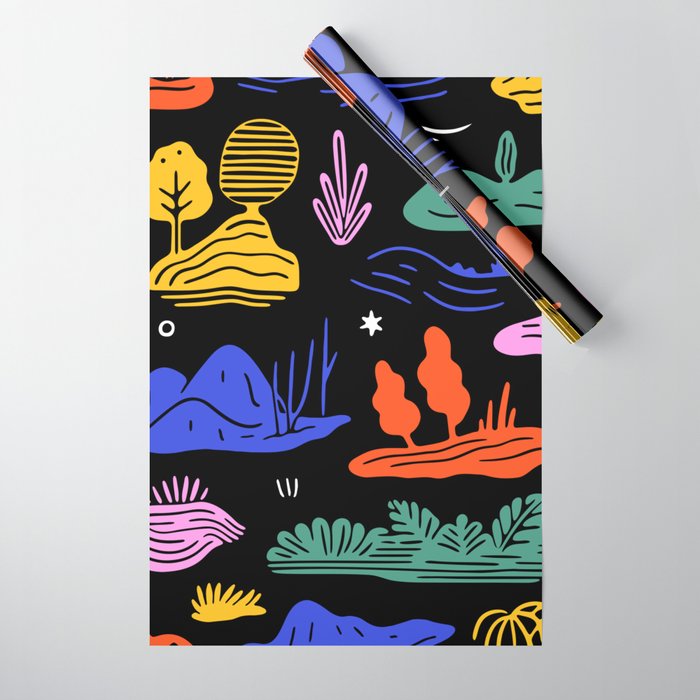 Colorful nature landscape doodle pattern Wrapping Paper Gallery Image 1