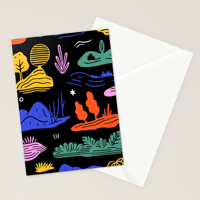 Colorful nature landscape doodle pattern Stationery Card Gallery Image 2