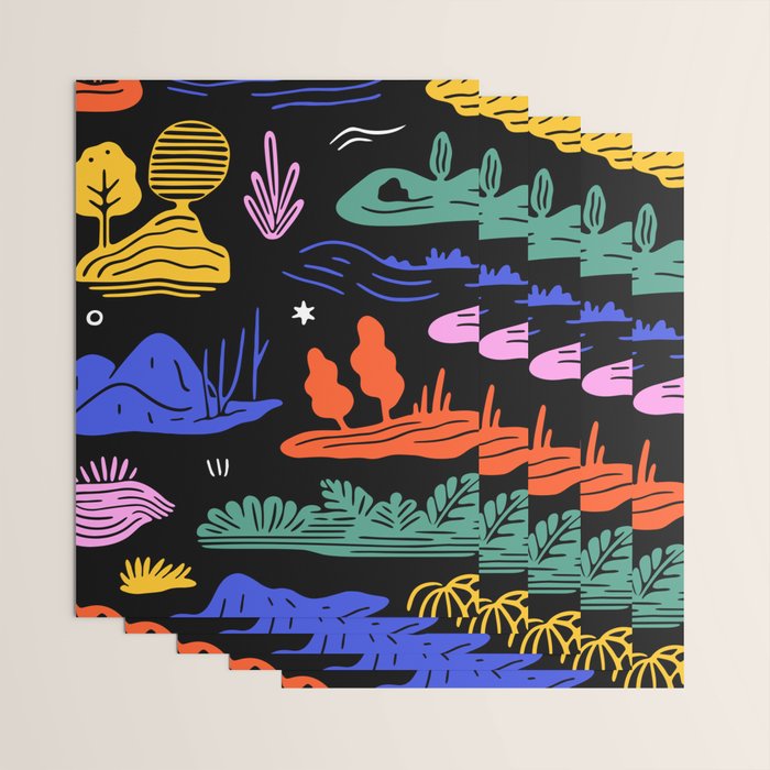 Colorful nature landscape doodle pattern Wrapping Paper Gallery Image 3