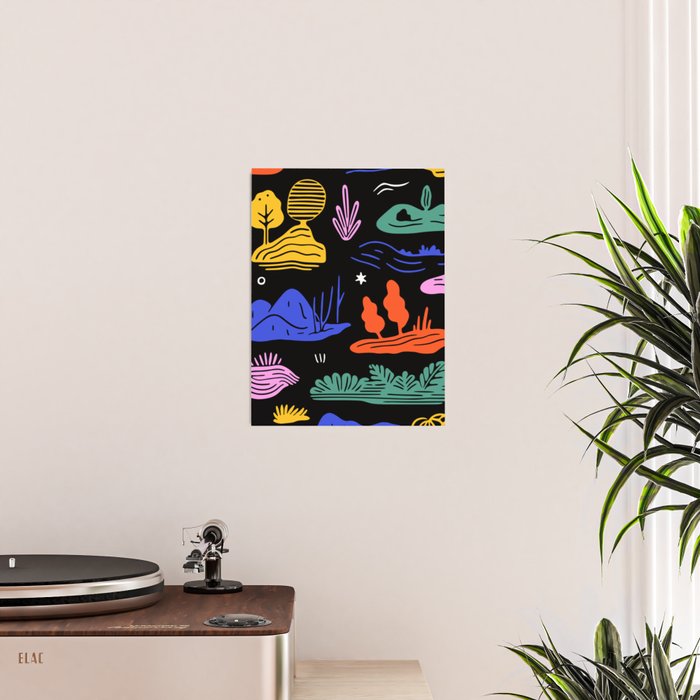 Colorful nature landscape doodle pattern Poster Gallery Image 2