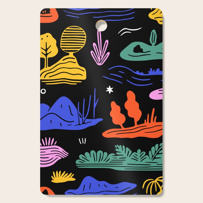 Colorful nature landscape doodle pattern Cutting Board Gallery Image 1