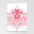 Lotus Blossom Mandala - Red & Pink Palette Stationery Card Gallery Image 2