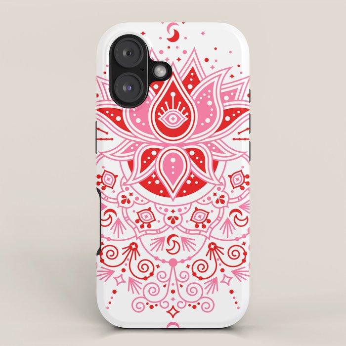 Lotus Blossom Mandala - Red & Pink Palette iPhone Case Gallery Image 1
