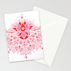 Lotus Blossom Mandala - Red & Pink Palette Stationery Card Gallery Image 2