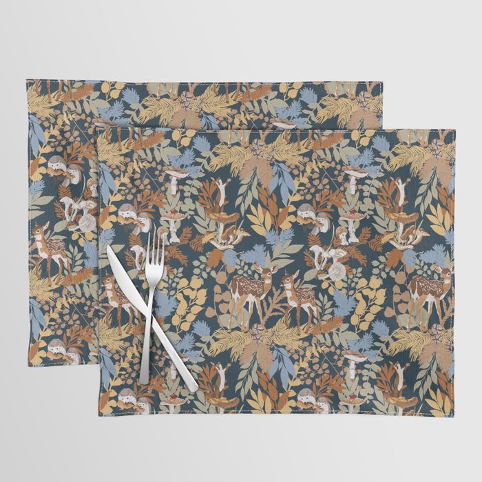 Colorful Dark Forest Animals B Placemat Gallery Image 1