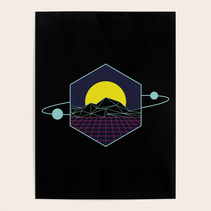 Outrun to the Sun / Spacewave / 80s Retro Poster Gallery Image 4