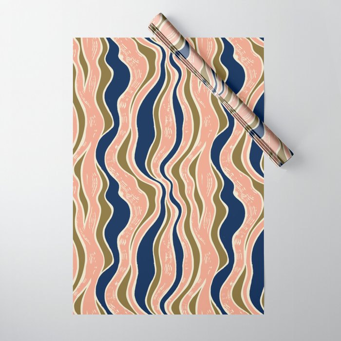 Earthy Rivers Cobalt Wrapping Paper Gallery Image 1