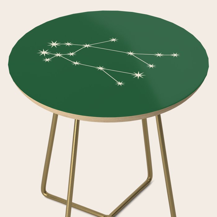 Gemini Zodiac Star Constellation Line Art Green Side Table Gallery Image 2