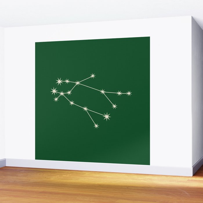 Gemini Zodiac Star Constellation Line Art Green Wall Mural Gallery Image 2