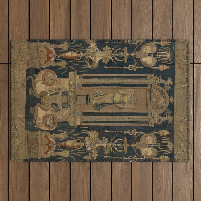 Antique 16th Century Goddess Ceres Grotesque Flemish Tapestry Outdoor Rug Gallery Image 1