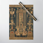 Antique 16th Century Goddess Ceres Grotesque Flemish Tapestry Wrapping Paper Gallery Image 1