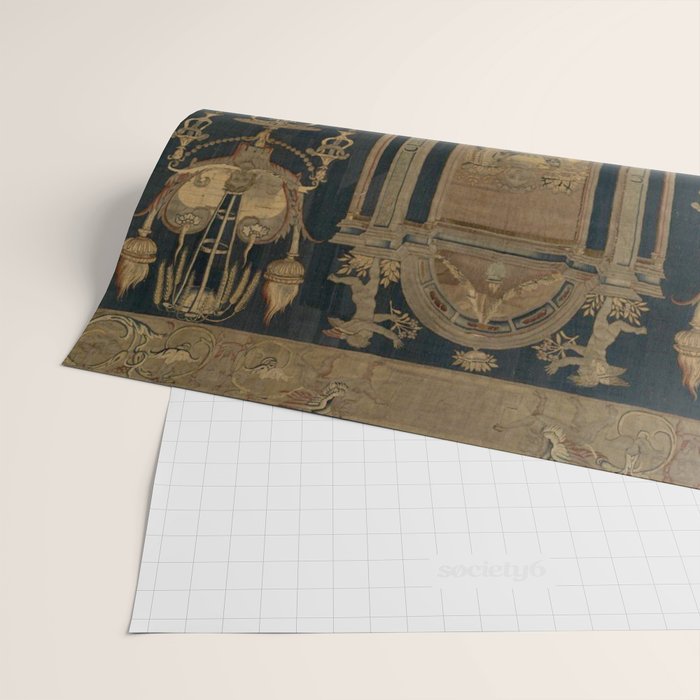 Antique 16th Century Goddess Ceres Grotesque Flemish Tapestry Wrapping Paper Gallery Image 2