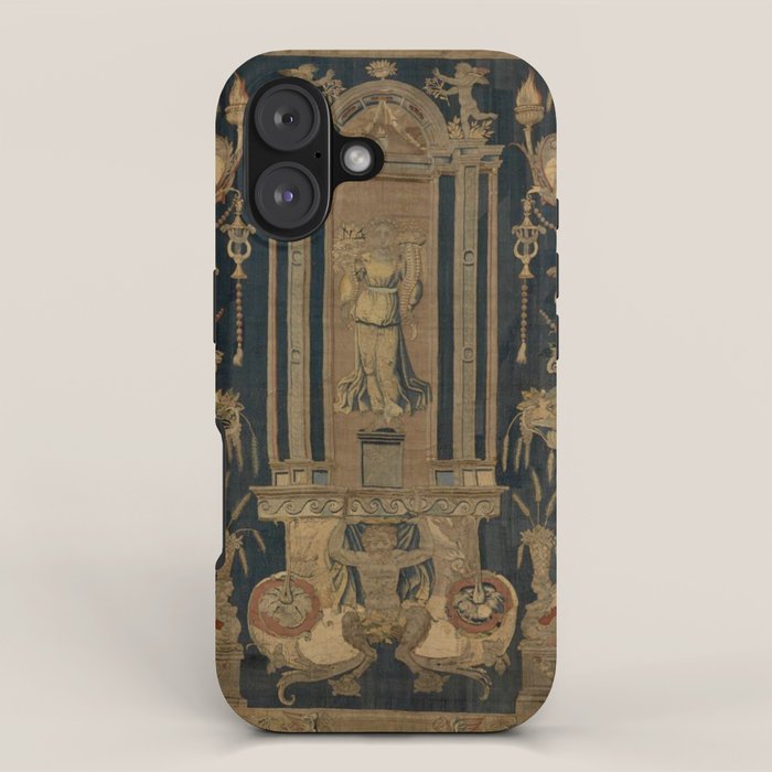 Antique 16th Century Goddess Ceres Grotesque Flemish Tapestry iPhone Case Gallery Image 1