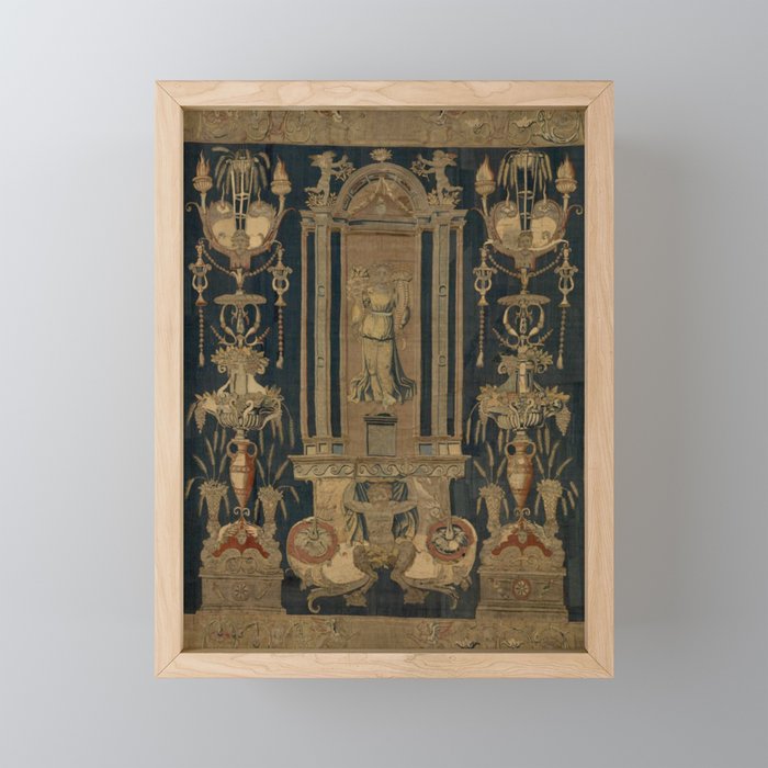 Antique 16th Century Goddess Ceres Grotesque Flemish Tapestry Mini Art Print Gallery Image 1