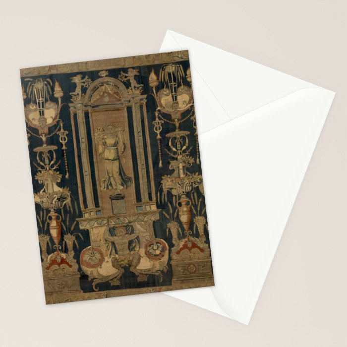 Antique 16th Century Goddess Ceres Grotesque Flemish Tapestry Stationery Card Gallery Image 2