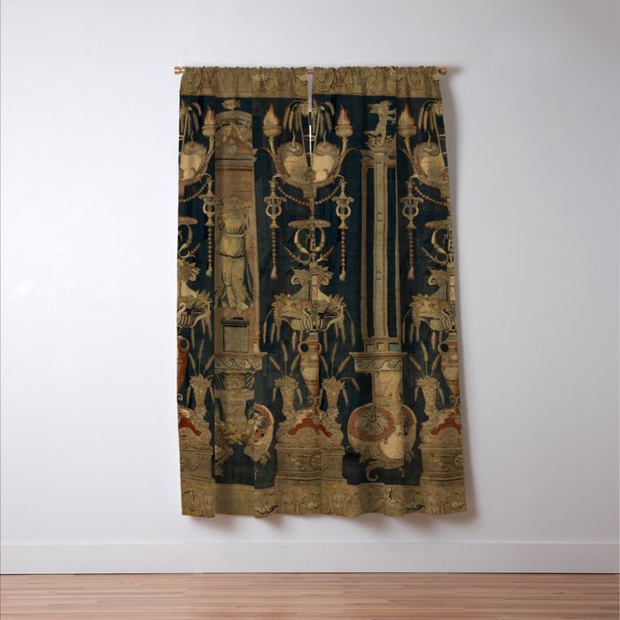 Antique 16th Century Goddess Ceres Grotesque Flemish Tapestry Window Curtain Gallery Image 3
