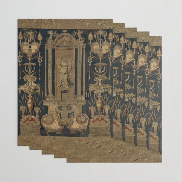 Antique 16th Century Goddess Ceres Grotesque Flemish Tapestry Wrapping Paper Gallery Image 3