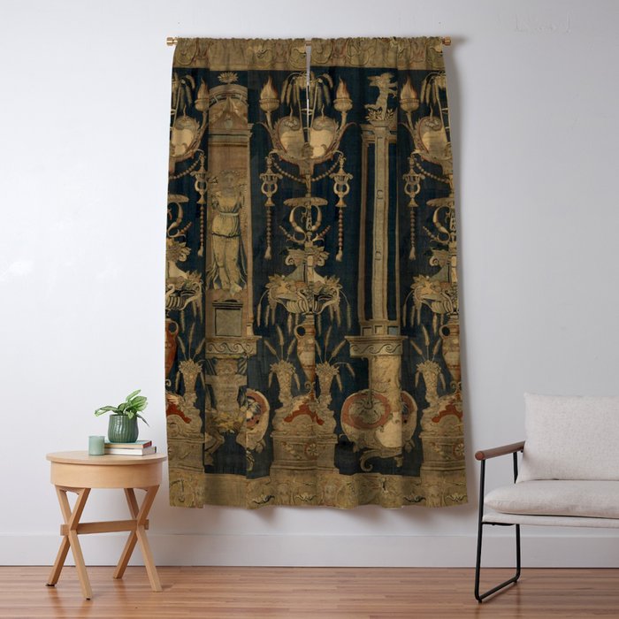 Antique 16th Century Goddess Ceres Grotesque Flemish Tapestry Window Curtain Gallery Image 5