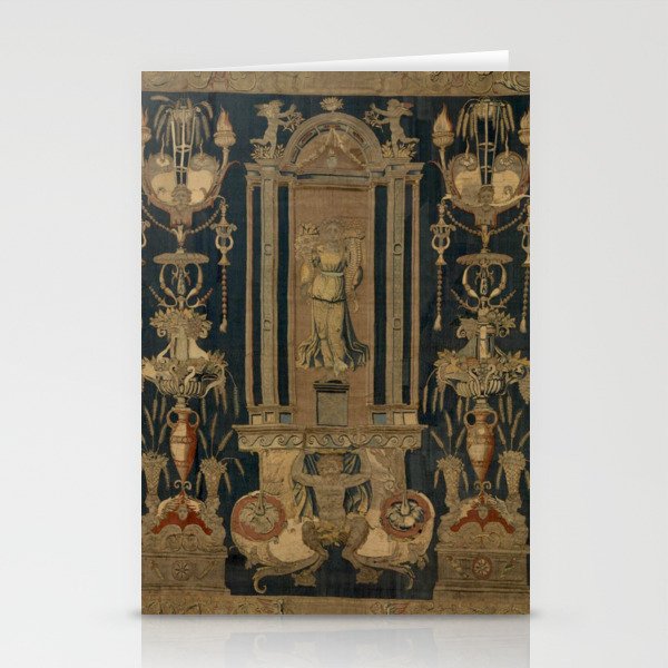 Antique 16th Century Goddess Ceres Grotesque Flemish Tapestry Stationery Card Gallery Image 2