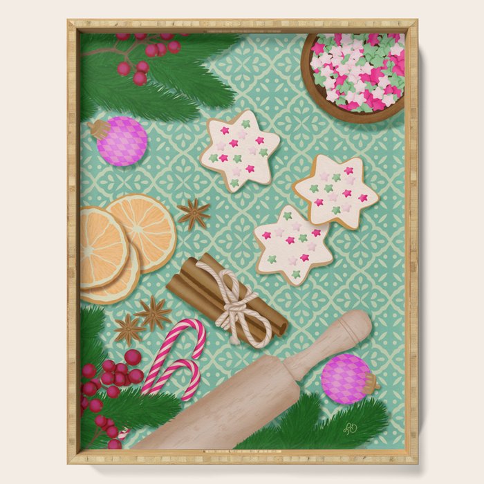 Whimsical Festive Holiday Baking Serving Tray Gallery Image 1