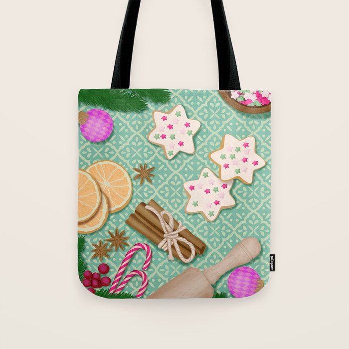 Whimsical Festive Holiday Baking Tote Bag Gallery Image 1