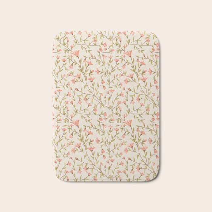Vintage Floral Pattern Bath Mat Gallery Image 1