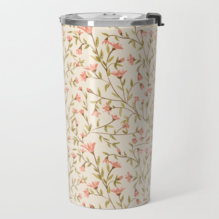 Vintage Floral Pattern Travel Mug Gallery Image 2