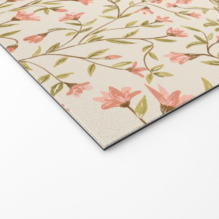 Vintage Floral Pattern Welcome Mat Gallery Image 2