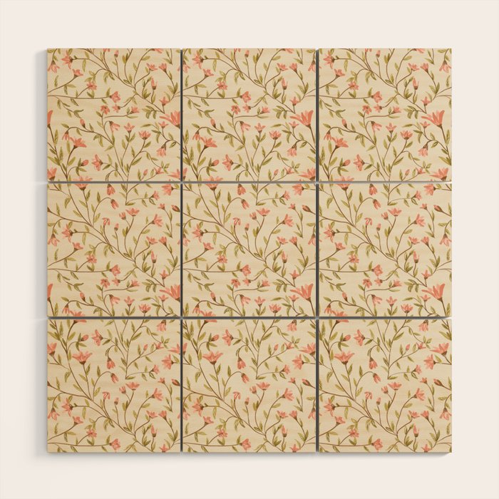 Vintage Floral Pattern Wood Wall Art Gallery Image 1