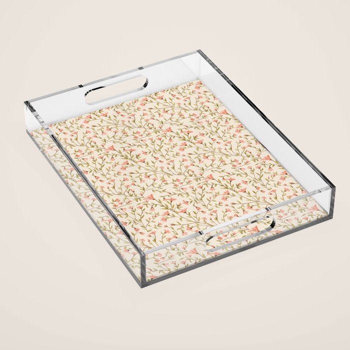 Vintage Floral Pattern Acrylic Tray Gallery Image 1