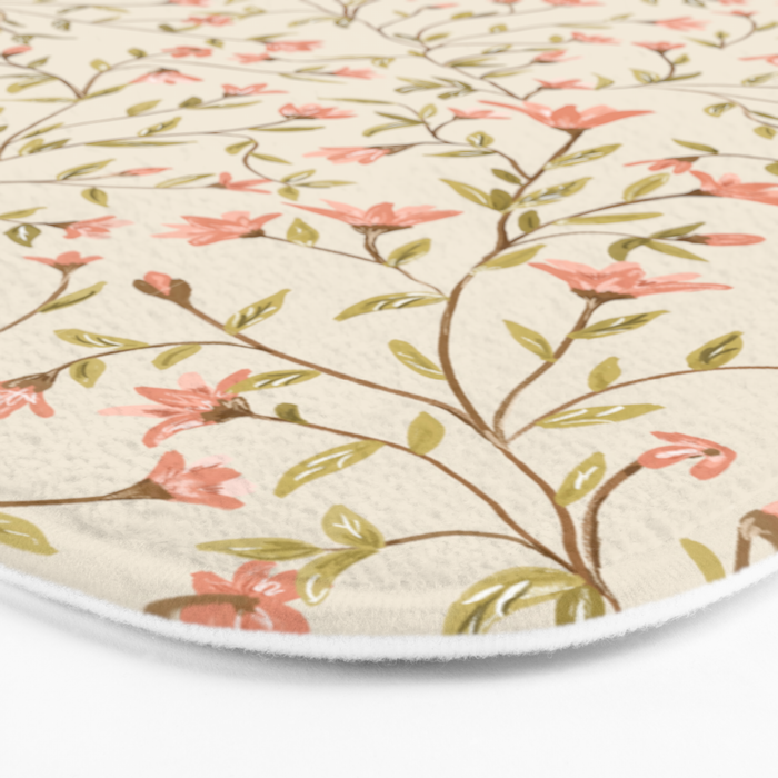 Vintage Floral Pattern Bath Mat Gallery Image 3