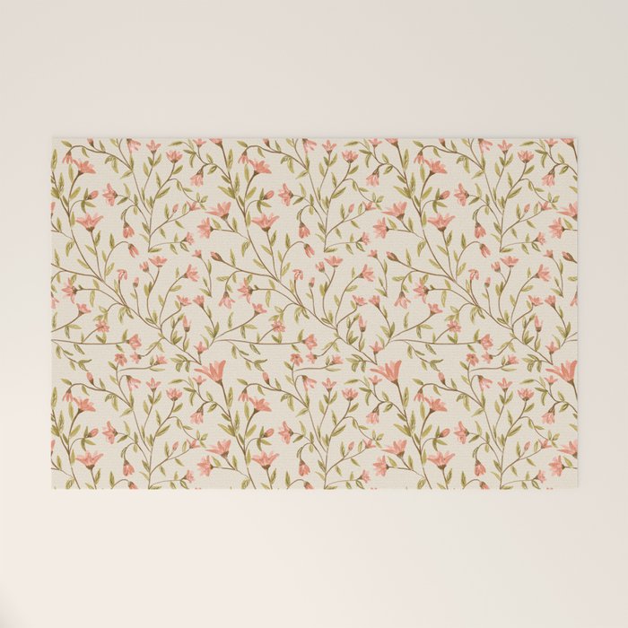 Vintage Floral Pattern Welcome Mat Gallery Image 1