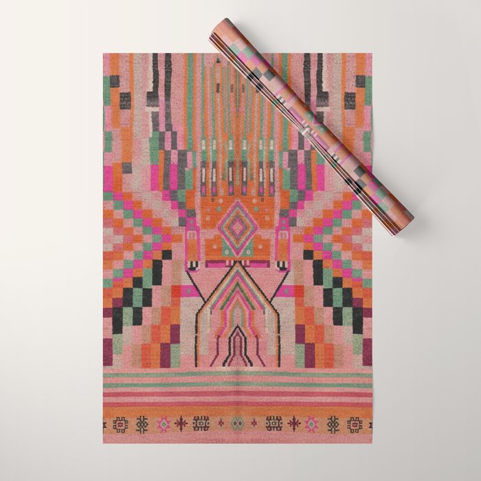 Geometric Tribal Guardian Abstract Textile Art Wrapping Paper Gallery Image 1