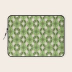Mid Century Modern Atomic Stars Retro Checkered Starburst Pattern Sage Olive Green Laptop Sleeve Gallery Image 1