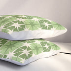 Mid Century Modern Atomic Stars Retro Checkered Starburst Pattern Sage Olive Green Pillow Sham Gallery Image 3
