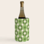 Mid Century Modern Atomic Stars Retro Checkered Starburst Pattern Sage Olive Green Wine Chiller Gallery Image 2
