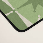 Mid Century Modern Atomic Stars Retro Checkered Starburst Pattern Sage Olive Green Desk Mat Gallery Image 4