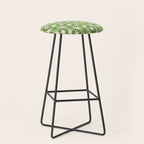 Mid Century Modern Atomic Stars Retro Checkered Starburst Pattern Sage Olive Green Stool Gallery Image 1