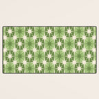 Mid Century Modern Atomic Stars Retro Checkered Starburst Pattern Sage Olive Green Desk Mat Gallery Image 3