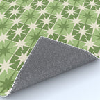 Mid Century Modern Atomic Stars Retro Checkered Starburst Pattern Sage Olive Green Rug Gallery Image 4