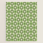 Mid Century Modern Atomic Stars Retro Checkered Starburst Pattern Sage Olive Green Jigsaw Puzzle Gallery Image 1