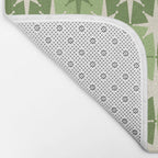 Mid Century Modern Atomic Stars Retro Checkered Starburst Pattern Sage Olive Green Bath Mat Gallery Image 2